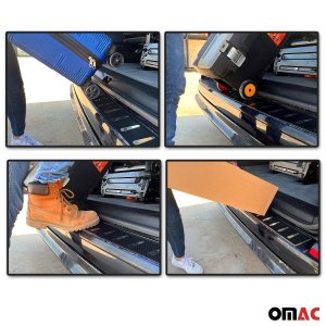 Audi A6 Rear Bumper Sill Cover - Omac - S.Steel + Carbon Foiled - Gloss Silver - '97-'04